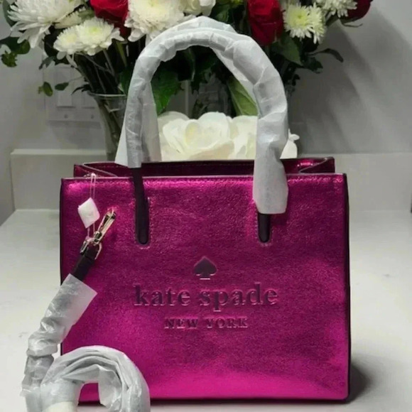 Kate Spade New York Trista Crinkle Patent Shopper Tote Shoulder Bag NWT